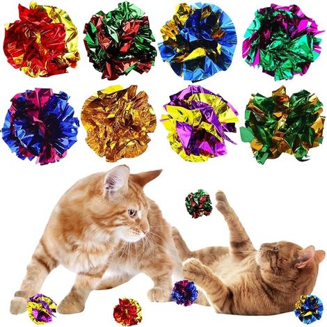 Interactive Crinkle Ball Toys for Cats, Coloured Paper Balls for Kittens, Crinkle Balls, Crinkle Balls for Kittens, Adult Cats (1/5)