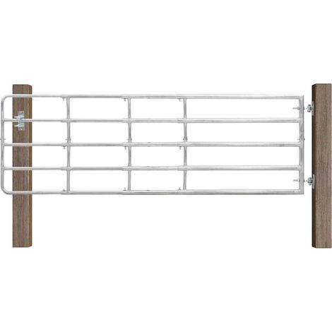 Portillon à 5 barres Acier (150-400)x90 cm Argenté (1/5)