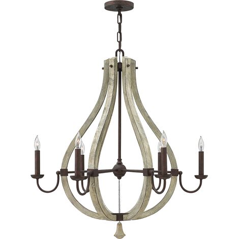 Elstead Middlefield - Lampadario a 6 luci in ferro con finitura ruggine, attacco E14 (1/4)