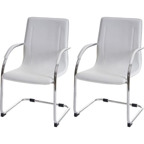 [JAMAIS UTILISÉ] 2x Chaise de salle à manger Samara, chaise cantilever, chaise de cuisine avec dossier, PVC acier , blanc (1/5)