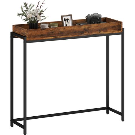 Console étroite métal panneaux de particules brun rustique 100x30x80 cm