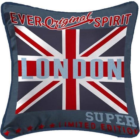 Coussin Passepoil polyester imprime Modele Londres 40 x 40 cm