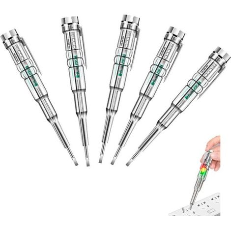 Lot de 5 Stylo testeur de Tension Stylo de Test à Induction Intelligent sans Contact - Détecteur de Puissance de voltmètre Indicateur de Tournevis électrique, testeur de Tension Stylo AC sans (1/5)