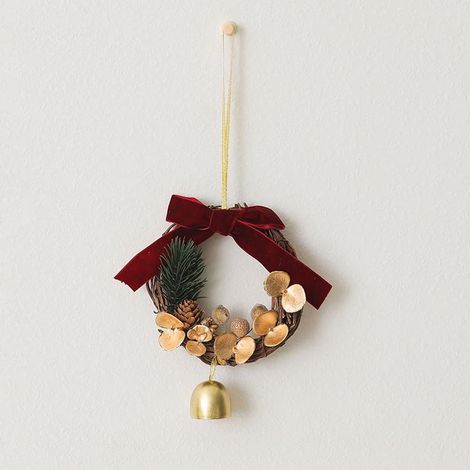 Gui Artificiel - Guirlande de Noël avec Clochettes Métalliques et Nœuds Papillons - Décoration Suspendue pour Arbre Portes Fenêtres Cheminées - 1 Pièce (1/5)