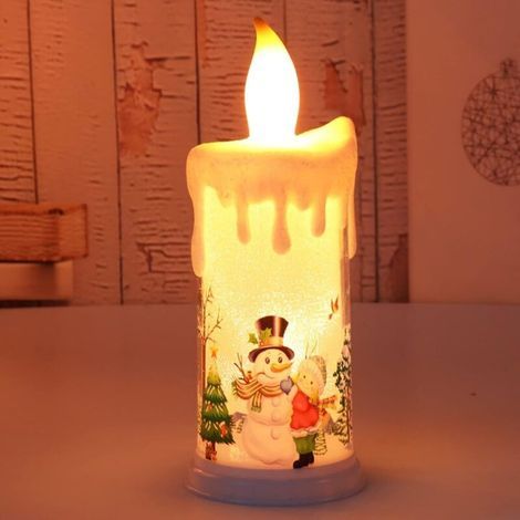 Flameless LED Candle, Simulated Flame Christmas Candle, Battery Operated Santa and Snowman Candle for Weddings, Halloween, Christmas and New Year's - Snowman B (1/5)