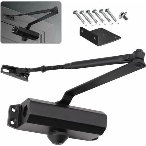 Ferme-porte Hydraulique Automatique avec Dispositif D'arrêt, Ferme Porte à Ressort Réglable, Tampon Fermé usage Commercial et Résidentiel Porte de 20-40 kg(Noir) (1/5)