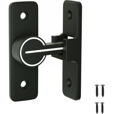 Ensemble de verrouillage pour porte de grange, verrou pour porte coulissante à 90 degrés, verrou de sécurité pour jardin, garage, fenêtre de salle de bain (noir avec veilleuse)