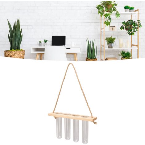 Pflanzenvermehrungsstation „The Botanist“, 1-stöckig, 4 Löcher mit naturfarbenem Holzständer, Mini-Glasröhrchen, Wand-Terrarium (1/5)