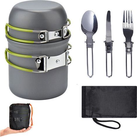 Réchaud à gaz portable 1-4 personnes – Aluminium anodisé léger – Pliable avec sac de rangement – Pour camping, randonnée, pêche (1/5)