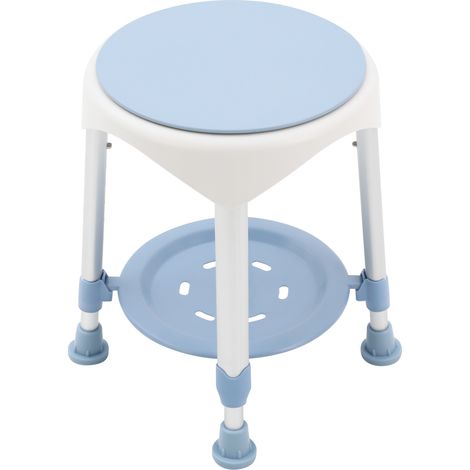 Tabouret de douche pivotant à 360°, chaise de salle de bain pour personnes âgées avec patins antidérapants, chaise de salle de bain réglable en hauteur et équipée d'une tablette (1/5)