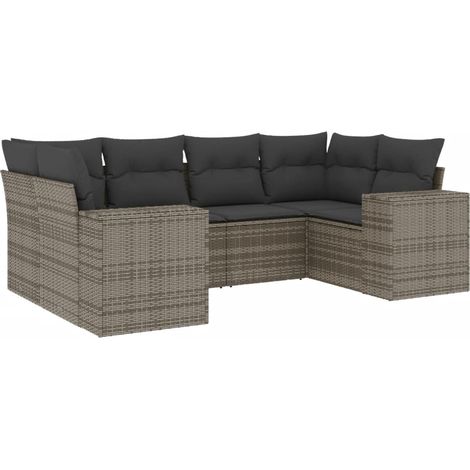 Maison Exclusive - 6-tlg. Garten-Sofagarnitur mit Kissen Grau Pol