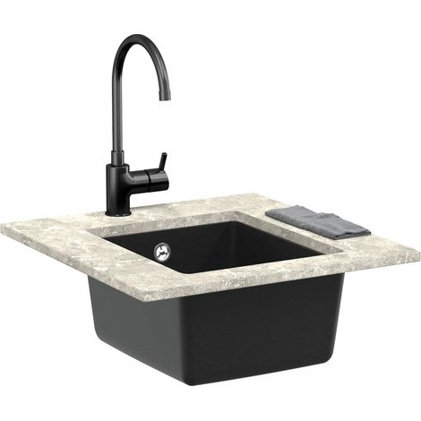 Évier Noir 370 x 460 mm 80% Quartz et 20% Résine