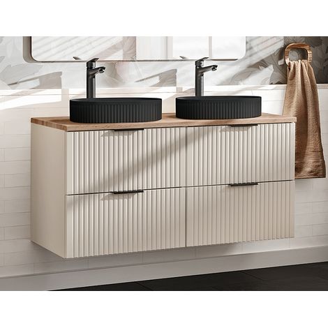 Doppelwaschtisch 120cm, in Beige und Eiche, ADELAIDE-56-CASHMERE (1/5)