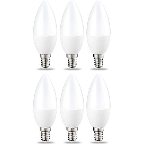 Lot de 6 petites ampoules LED en forme de flamme Culot Edison à vis E14 5 W (équivalent 40 W) Blanc chaud Intensité non variable (1/5)