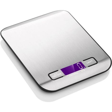 Balance cuisine numérique 5kg acier inoxydable 304, écran LCD g/oz, pour pâtisserie régime (1/5)