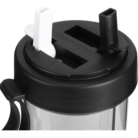 Innovative 600-ml-Mehrzweck-Trinkflasche mit Strohhalm, ideal für Sport, Camping und Outdoor-Aktivitäten – Schwarz (1/5)