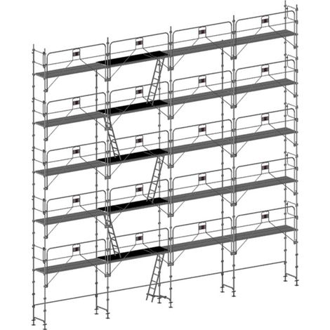 Gerüst 160m² - Struktur + Plattformen -Gelände Version - MEKA48P-160-SP