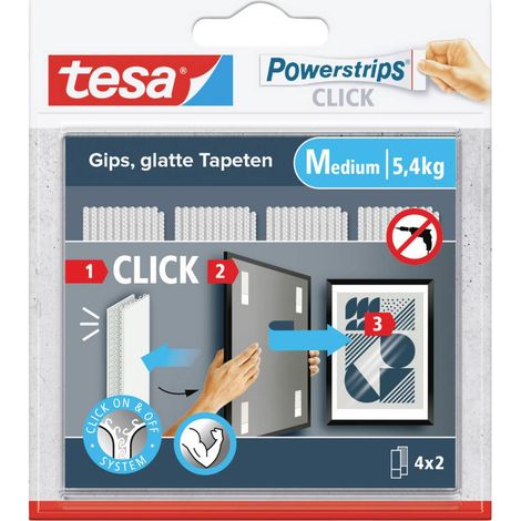 tesa Powerstrips CLICK (L x L) 80 mm x 20 mm Contenuto: 4 Paio/a (1/2)