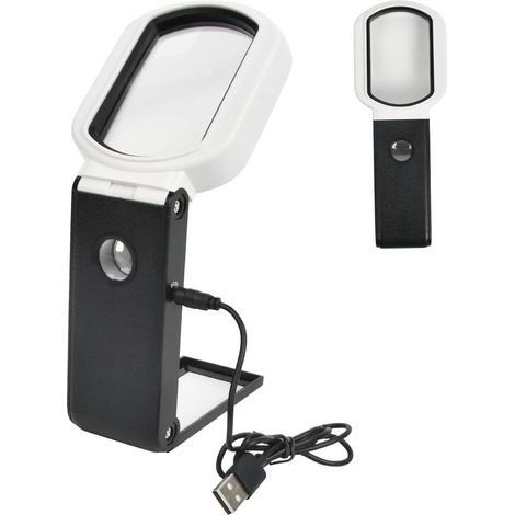 Lente d'ingrandimento a LED con supporto 5X 25X Lente d'ingrandimento da tavolo con supporto pieghevole Lente d'ingrandimento da lettura illuminata Lampada d'ingrandimento a LED con 3 modalità per let