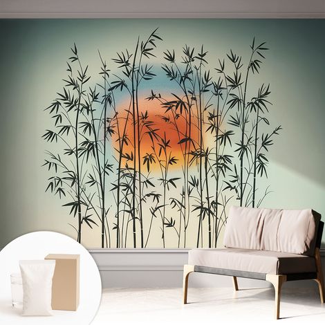 Papier peint intissé décoratif pour salon chambre et cuisine Facile à poser avec colle Coucher de soleil harmonieux 312x219 cm (1/5)