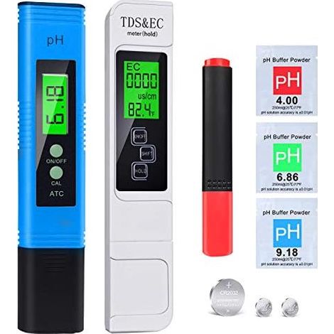 Testeur Ph-Tds-Ec-Température - 5 En 1 - Écran Lcd - Compensation Automatique De Température - Pour Eau Potable Piscine Aquarium Hydroponie - 1 Pièce