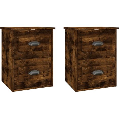 Maison Exclusive - Wand-Nachttische 2 Stk. Räuchereiche 41,5x36x5