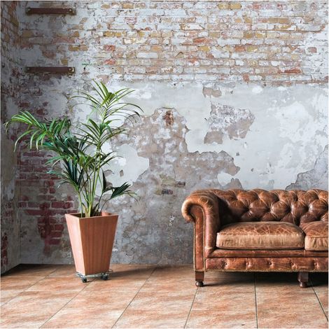 Sfondo fotografico Profhome 392261 Carta da parati TNT goffrata a caldo liscia con effetto mattone opaca grigio marrone bianco-crema 3,71 m x 2,8 m (1/4)