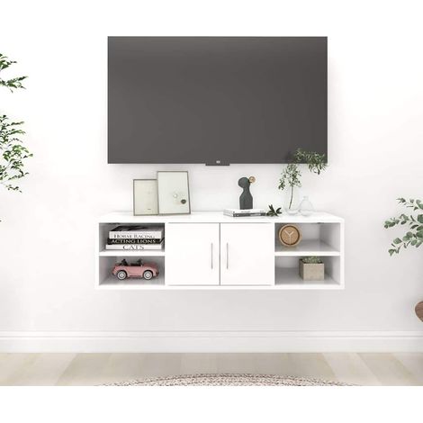 vidaXL Estantería de pared madera contrachapada blanco 102x30x29 cm (1/5)