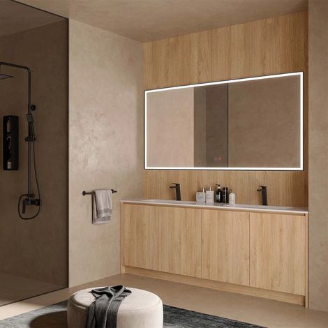 Specchio 100x80 con luce frontale nero opaco Siena (1/3)