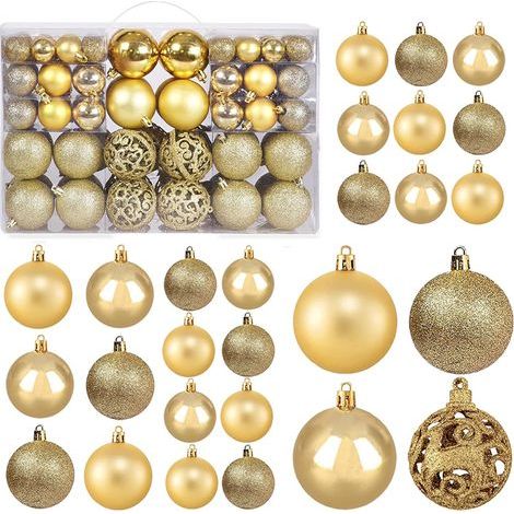 CREA Weihnachtsdekorationsset, 100-teilig, Weihnachtsbaumschmuck für Hochzeiten, Feiertage, Weihnachtsdekoration für drinnen und draußen (Champagnerfarbe) (1/5)