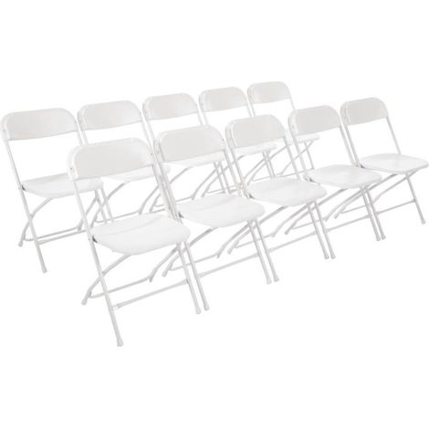 Chaises Pliantes Blanches Lot de 10 - Bolero (1/5)