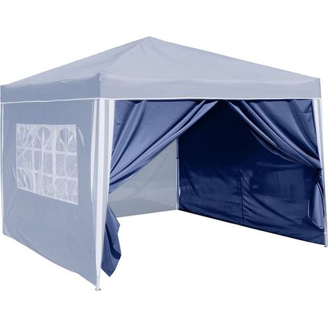 2 Seitenwände für Ruck-Zuck Alu-Pavillon 3x3m Blau Gartenzelt Schutz Wind Wetter (1/3)
