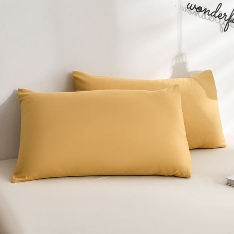 Filiyano-Lot de 2 housses de coussin décoratives imperméables pour extérieur, jardin, terrasse, tente, canapé, 30 x 50 cm, beige, 50 x 75 cm, jaune (1/4)