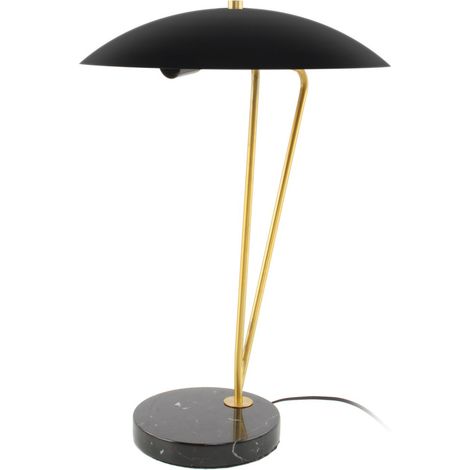 Lampada da tavolo Kayani 125 in metallo e marmo nero e oro (1/4)