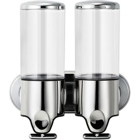 Distributeur savon mural 1000ml transparent - Salle de bain gel douche shampoing hôtel (1/4)