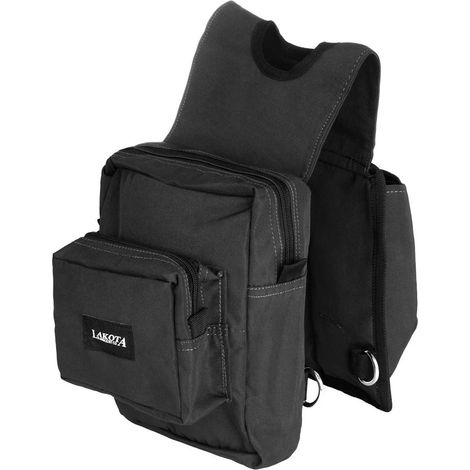 taglia unica, Nero: Bisaccia americana trail horn da pomo in nylon doppia tasca e chiusura zip (1/5)