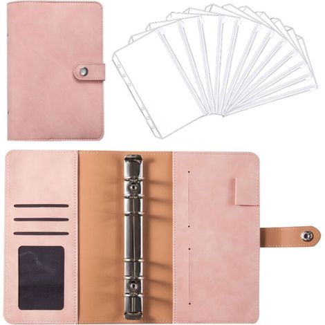 Classeur pour carnet de notes, planificateur de budget, couverture de classeur avec pochette de classeur de 12 paquets, enveloppes de budget personnel, système de classeur à 6 trous (1/5)