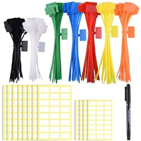 100 Pièces Etiquette Cable Electrique Colorées En 4/6 Pouces Attaches Pour Marqueurs De Câble Avec 288 Étiquettes Blanches Et 3 Pièces Pour La Gestion Des Câbles, Des Fils Et Des Fils (1/5)