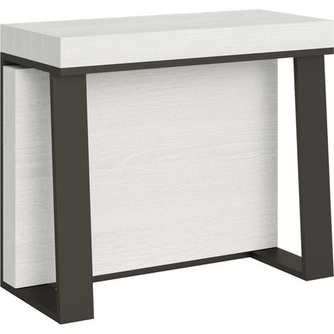Tavolo consolle "Ravenna" allungabile in legno per sala da pranzo -Bianco Frassino (1/5)