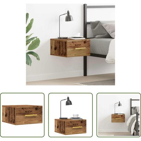 vidaXL Holz Nachttisch - Nachttisch Wandmontiert Altholz 35 x 35 x 20 cm Holzwerkstoff (1/5)