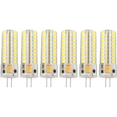 Lot de 6 ampoules LED G4 700 lm 7 W 72 LED, éclairage à 360°, en silicone, pour plafonnier ou applique murale, 12 V AC/DC, lumière blanche