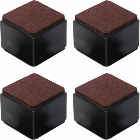 Lot de 4 rehausseurs de meubles autocollants en acier au carbone - 50 mm de hauteur pour lits, canapés, armoires - Carrés noirs (1/5)