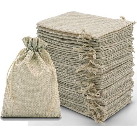 Lot de 30 petits sacs cadeaux en toile de jute avec cordon de serrage, 10 x 15 cm, pour bijoux, artisanat, fête de mariage, Noël (couleur originale)