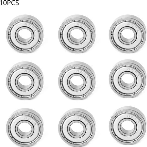 10pcs Universal Double Shielded High Speed Deep groove Metal Steel Ball Bearings Set (607-zz) (1/5)