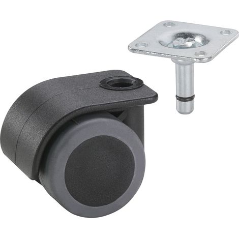 Rollcontainerrolle mit Abdeckung, Rad ø 35 mm Tragkraft 70 kg schwarz grau (1/2)
