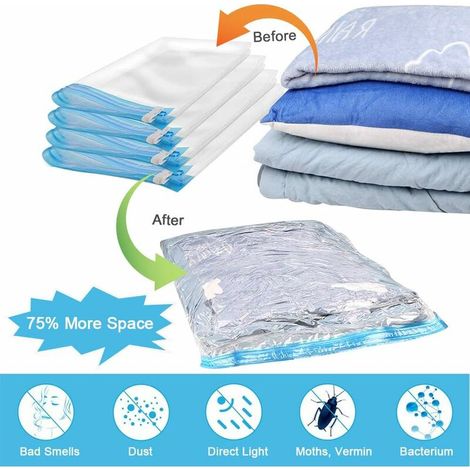 VURAHOME - Sac de Rangement sous Vide 1 Sacs 4 Tailles Différentes Housse de Rangement sous Vide Réutilisables Sac Compression sous Vide pour Matelas, Vêtements, Couettes, Literie, Oreillers