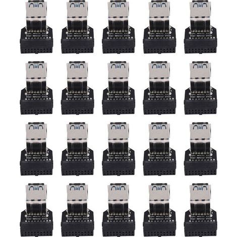Adaptateur convertisseur 20x20 broches vers double USB 3.0 pour cartes mères de bureau, connecteur 19/20 broches vers deux ports USB Type-A femelles, PH21 (1/5)