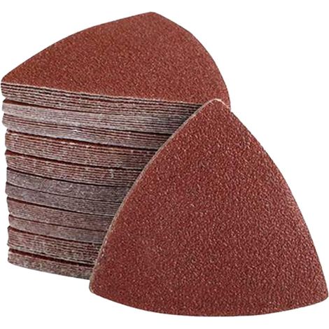 100 pièces Papier de verre triangle 80mm - 5 grains (60/80/120/180/240) 20 pièces chacun - Papier de verre pour ponceuse Delta - pour bois, métal, plâtre, fibre de verre (80 80MM) (1/5)