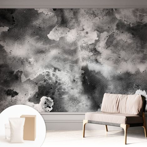 Papier peint intissé mural classique avec imprimé motifs décoratifs design élégant non‑tissé Nuages gris 312x219 cm (1/5)