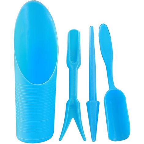 Kit de trasplante para jardín - Herramientas de vivero - Trasplante de plantas - Kit multifuncional - 4 piezas - Azul (1/5)